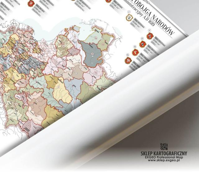 Rzeczpospolita Obojga Narodów A.D.1619. Podział administracyjny - plansza edukacyjna