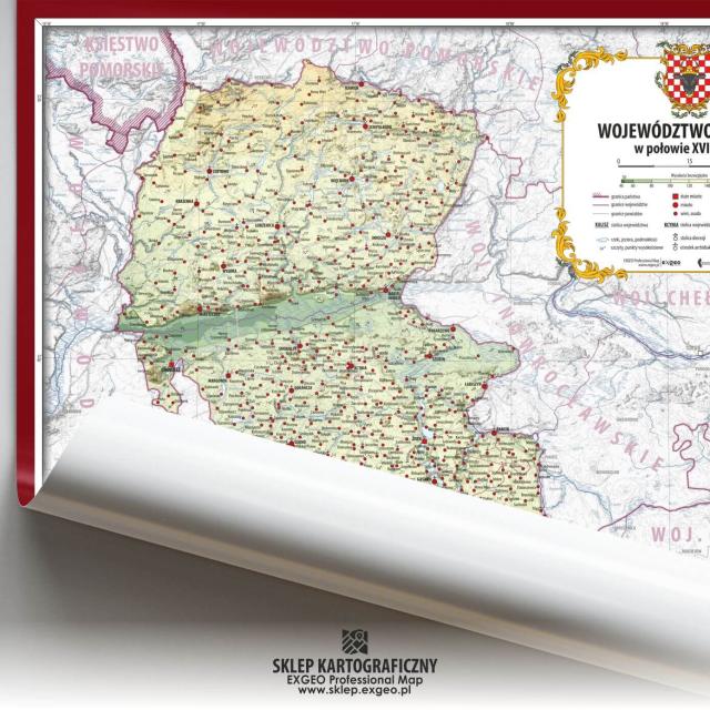 Województwo kaliskie w połowie XVI w. | Mapa historyczna hipsometryczna