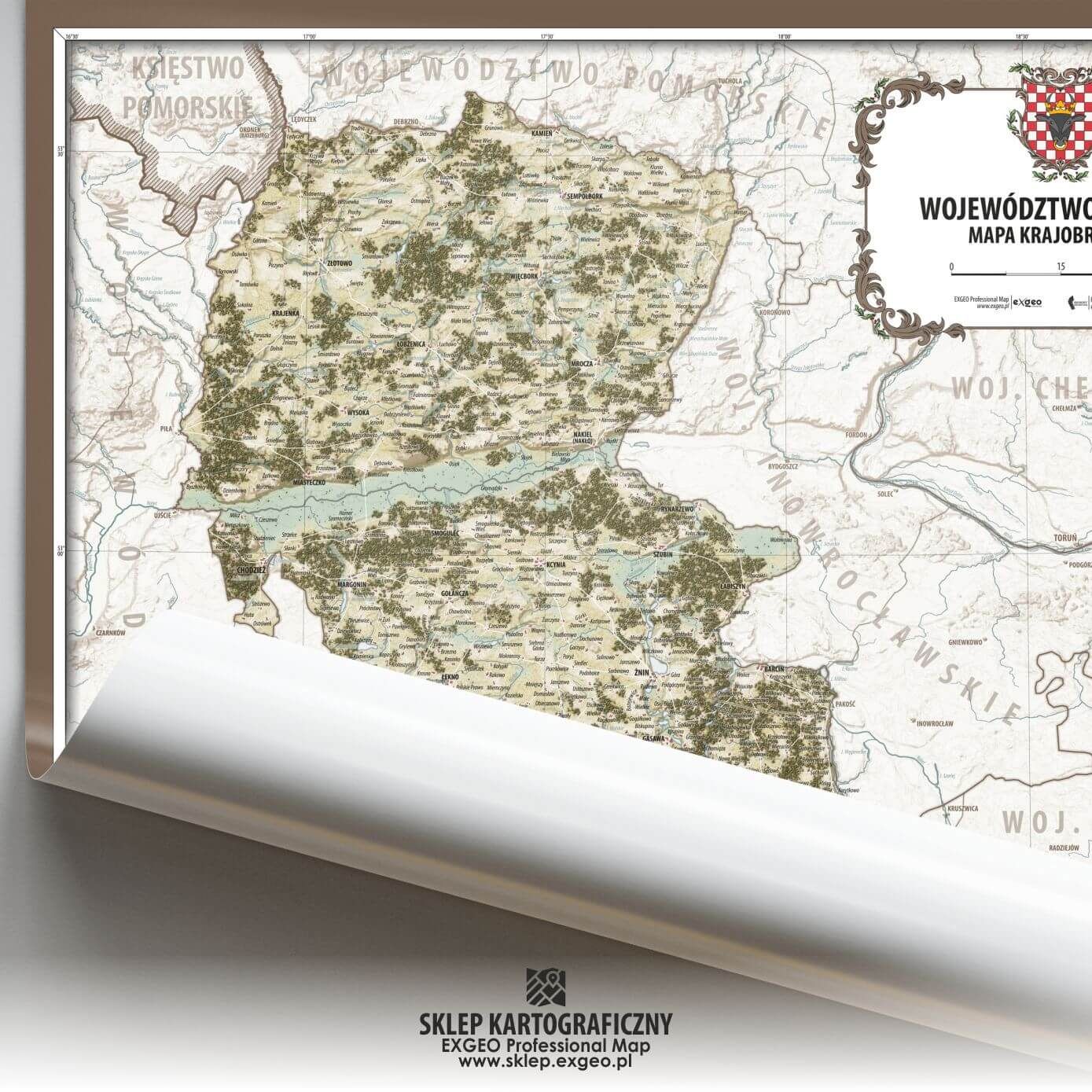 Województwo kaliskie w połowie XVI w. | Mapa historyczna krajobrazowa